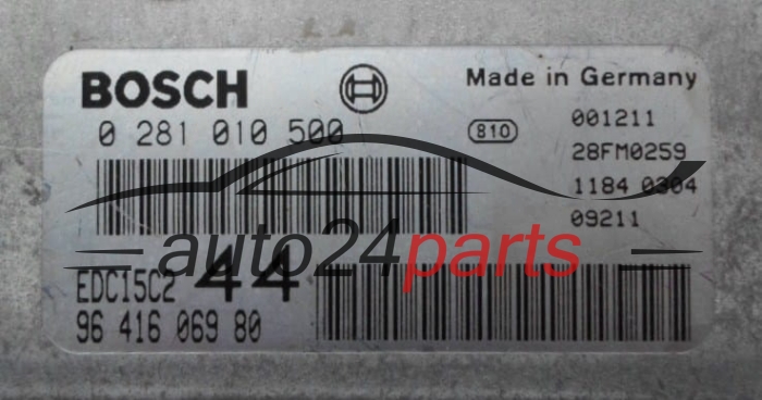 MOTORSTEUERGERÄT ECU STEUERGERÄT  PEUGEOT 206 2.0 HDI BOSCH 0281010500, 9641606980, EDC15C2 44
