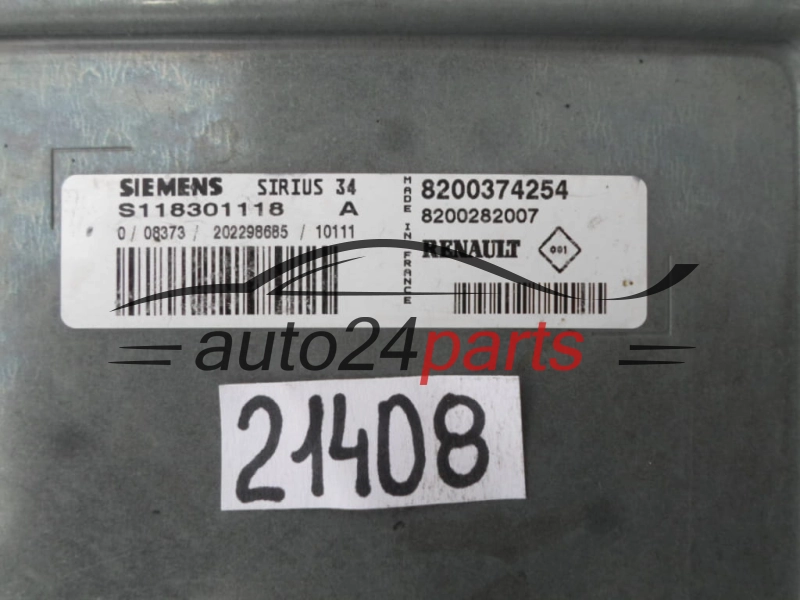 KOMPUTER STEROWNIK SILNIKA RENAULT CLIO 1.2 SIEMENS S118301118 A, S118301118A, 8200374254, 8200282007