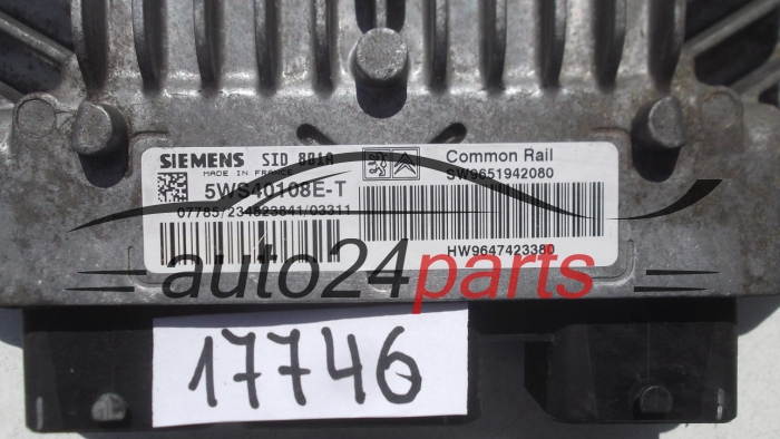 KOMPUTER STEROWNIK SILNIKA CITROEN BERLINGO 2.0 HDI 5WS40108E-T, 5WS40108ET, SW9651942080, SID801A