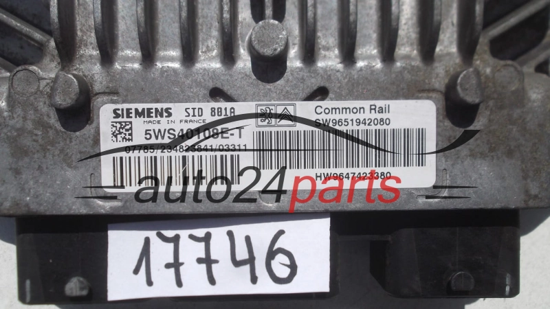 KOMPUTER STEROWNIK SILNIKA CITROEN BERLINGO 2.0 HDI 5WS40108E-T, 5WS40108ET, SW9651942080, SID801A