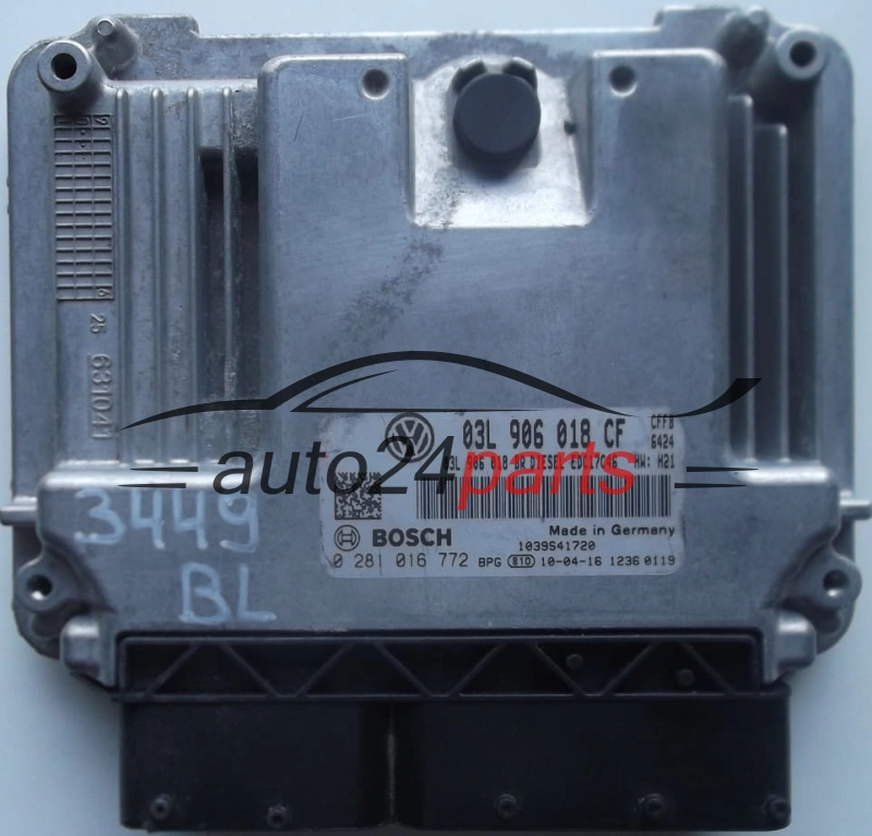 KOMPUTER STEROWNIK SILNIKA SKODA SUPERB 2.0 TDI 03L906018CF, 03L 906 018 CF, 03L906018BR, 03L 906 018 BR, BOSCH 0281016772, 0 281 016 772, DIESEL EDC17C46 CFFB 6424, 1039S41720 