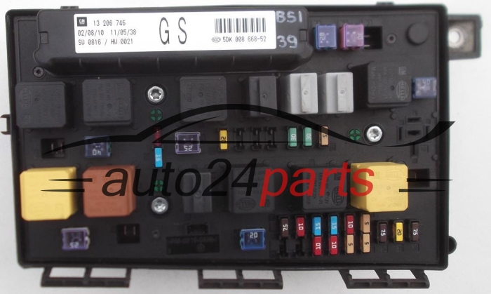 CAJA ELECTRICA DE FUSIBLES Y RELES OPEL ASTRA H ZAFIRA B 13 206 746, 13206746 GS, 5DK 008 668-52, 5DK008668-52