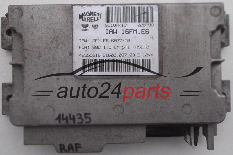 KOMPUTER STEROWNIK SILNIKA FIAT SEICENTO 1.1, MAGNETI MARELLI IAW 16FM.E6, IAW16FME6, 61602.097.03, 6160209703, 46555916