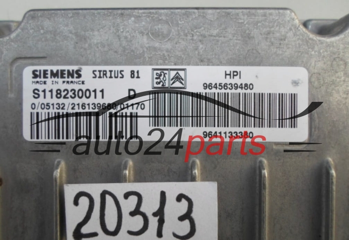 KOMPUTER STEROWNIK SILNIKA CITROEN PEUGEOT SIRIUS 81 S118230011 D, S118230011D, 9645639480 