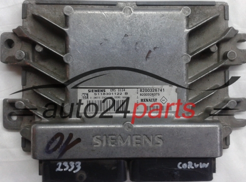KOMPUTER STEROWNIK SILNIKA RENAULT CLIO 1.6 SIEMENS EMS 3134 S118301122B, S118301122 B, 118301122, 8200326741, 8200326375