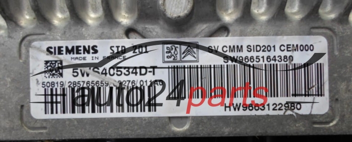 MOTORSTEUERGERÄT ECU STEUERGERAT CITROEN C5 2.7 HDI SIEMENS 5WS40534DT, SW 9665164380
