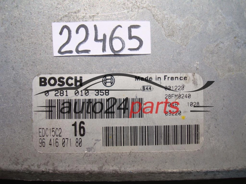 KOMPUTER STEROWNIK SILNIKA CITROEN XSARA PICASSO 2.0 HDI BOSCH 0 281 010 358, 0281010358, 96 416 071 80, 9641607180, EDC15C2 16