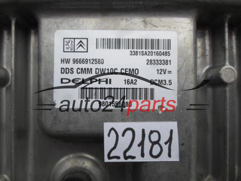 KOMPUTER STEROWNIK SILNIKA CITROEN PEUGEOT 2.0 HDI DELPHI 28333381, HW 9666912580, HW9666912580, DCM3.5