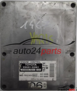 CALCULATEUR MOTEUR TOYOTA YARIS 1.0 12V VVTI 89661-52061, 8966152061, 211000-7211, 2110007211 1SZ-FE MT 