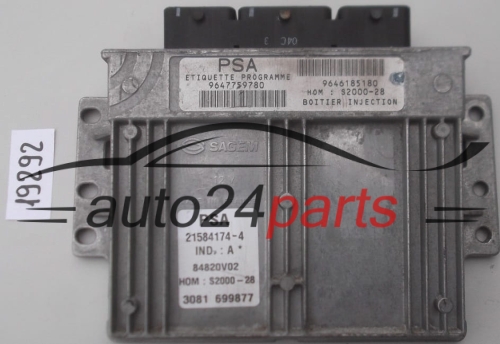 KOMPUTER STEROWNIK SILNIKA PEUGEOT 307 1.4 SAGEM 21584174-4, 215841744, 9647759780 9646185180