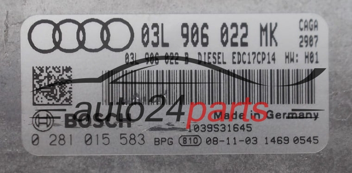 MOTORSTEUERGERÄT ECU STEUERGERÄT  AUDI A4 2.0 TDI BOSCH 0 281 015 583