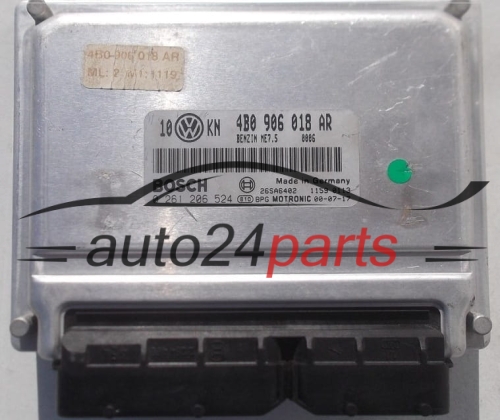 CALCULATEUR MOTEUR AUDI A4 A6 VW PASSAT 1.8 TURBO BOSCH 0 261 206 524, 0261206524, 4B0 906 018 AR, 4B0906018AR, ME7.5