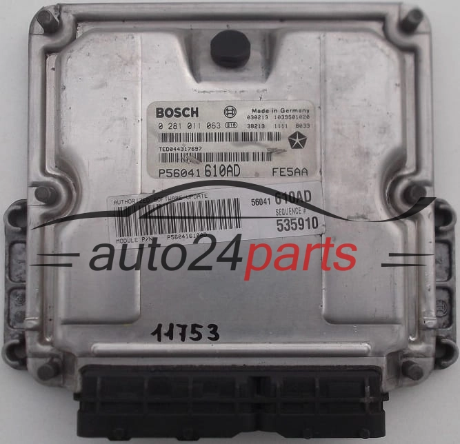KOMPUTER STEROWNIK SILNIKA JEEP GRAND CHEROKEE 2.7 CRD BOSCH 0 281 011 063, 0281011063, P56041610AD