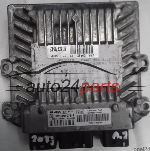 ECU CENTRALITA DE MOTOR PEUGEOT 406 2.0 HDI SIEMENS SID801A 5WS40107E-T SW9653150080, SW 9653150080, HW964723380, HW 9647223380