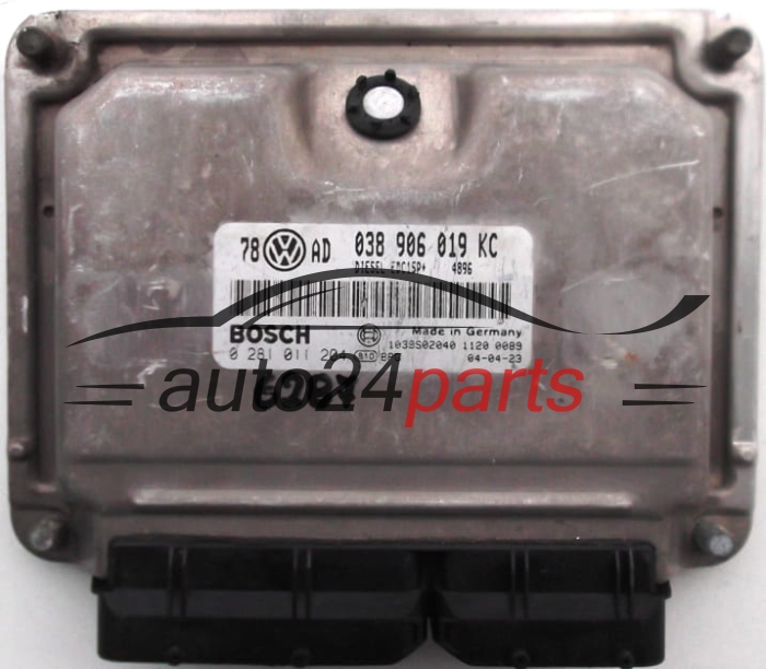 KOMPUTER STEROWNIK SILNIKA VW VOLKSWAGEN PASSAT 1.9 TDI 038906019KC, 038 906 019 KC, BOSCH 0281011204, 0 281 011 204, DIESEL EDC15P+ 4896 