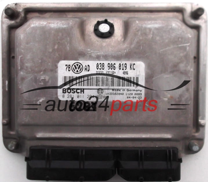 KOMPUTER STEROWNIK SILNIKA VW VOLKSWAGEN PASSAT 1.9 TDI 038906019KC, 038 906 019 KC, BOSCH 0281011204, 0 281 011 204, DIESEL EDC15P+ 4896 
