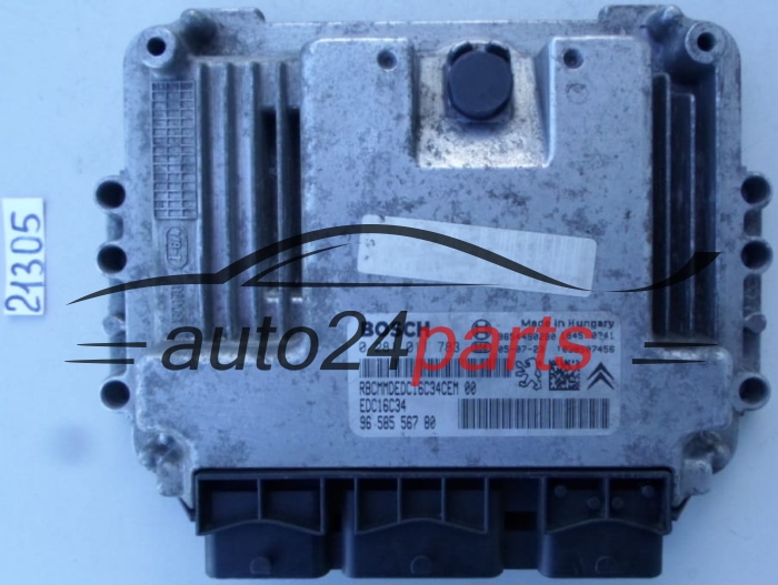 KOMPUTER STEROWNIK SILNIKA PEUGEOT 206 2.0 HDI BOSCH 0 281 011 783, 0281011783, 96 585 567 80, 9658556780, 9654490280, 1039S07456, EDC16C34