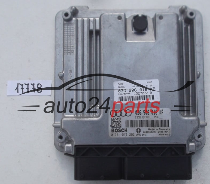 KOMPUTER STEROWNIK SILNIKA AUDI A4 2.0 TDI BOSCH 0 281 013 292, 0281013292, 03G 906 016 KP, 03G906016KP, EDC16U31