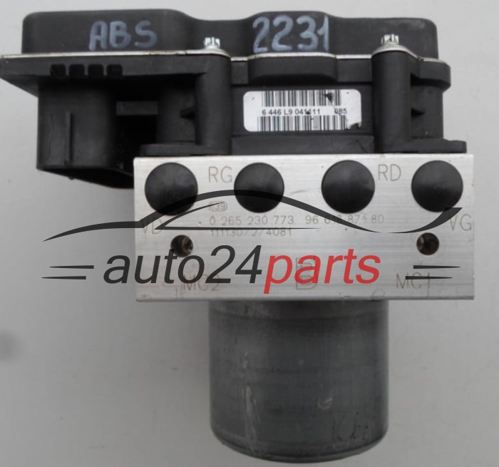 POMPE HYDRAULIQUE ET CALCULATEUR d'ABS CITROEN PEUGEOT 2.0 HDI BOSCH 0 265 230 773,  96 618 871 80