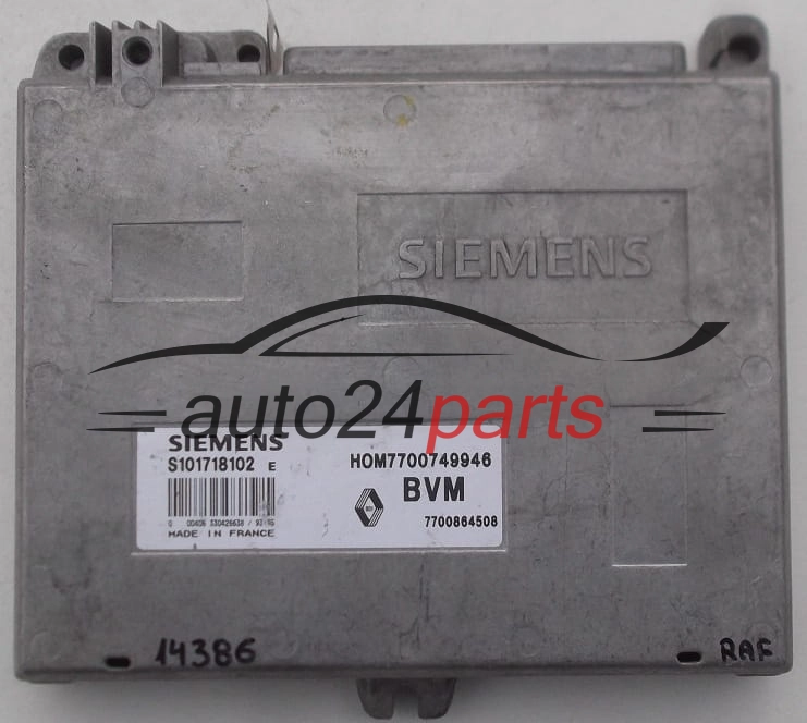 KOMPUTER STEROWNIK SILNIKA RENAULT CLIO 1.4, SIEMENS S101718102 E, S101718102E, HOM7700749946, 7700864508