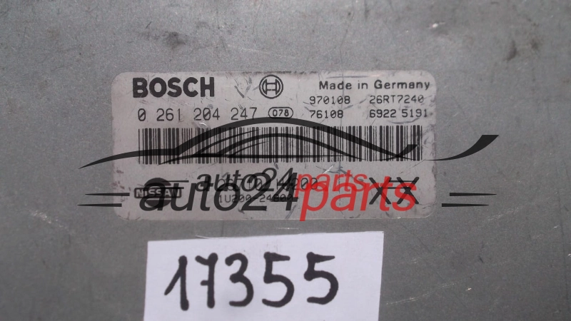 CALCULATEUR MOTEUR NISSAN MICRA 1.3 BOSCH 0 261 204 247, 0261204247, 23710-1U200, 1U200-24800