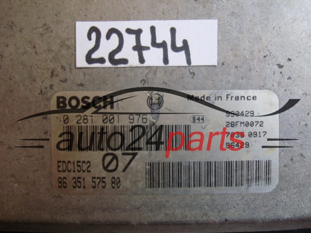 KOMPUTER STEROWNIK SILNIKA CITROEN XSARA PEUGEOT 306 2.0 BOSCH 0281001976, 0 281 001 976, 9635157580, 96 351 575 80, EDC15C2 07