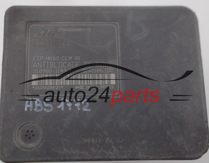 POMPE HYDRAULIQUE ET CALCULATEUR d'ABS CITROEN C2 C3 9655329980, ATE 10.0206-0191.4,  10.0960-1149.3