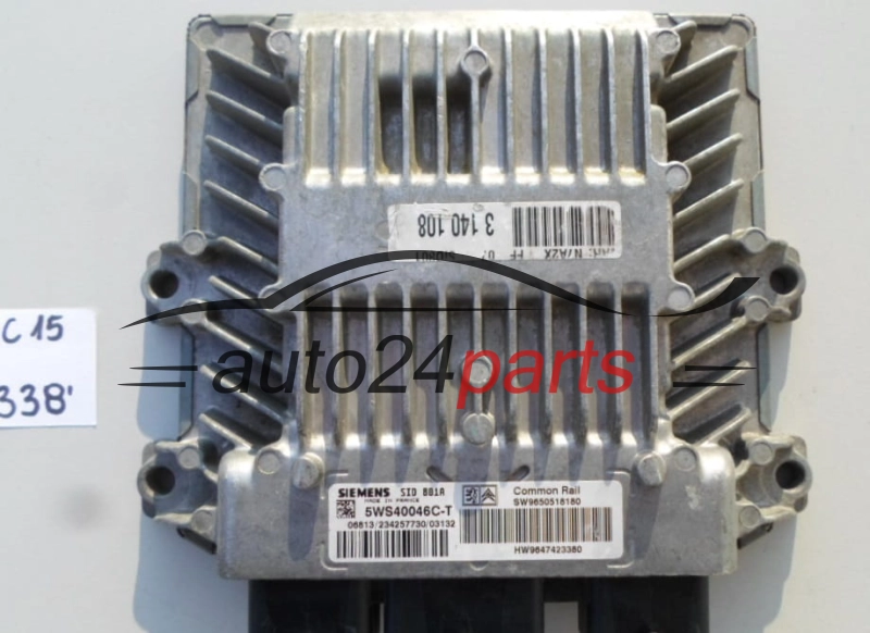 KOMPUTER STEROWNIK SILNIKA CITROEN PEUGEOT 2.0 HDI SIEMENS 5WS40046C-T,  SW 9650518180, HW 9647423380