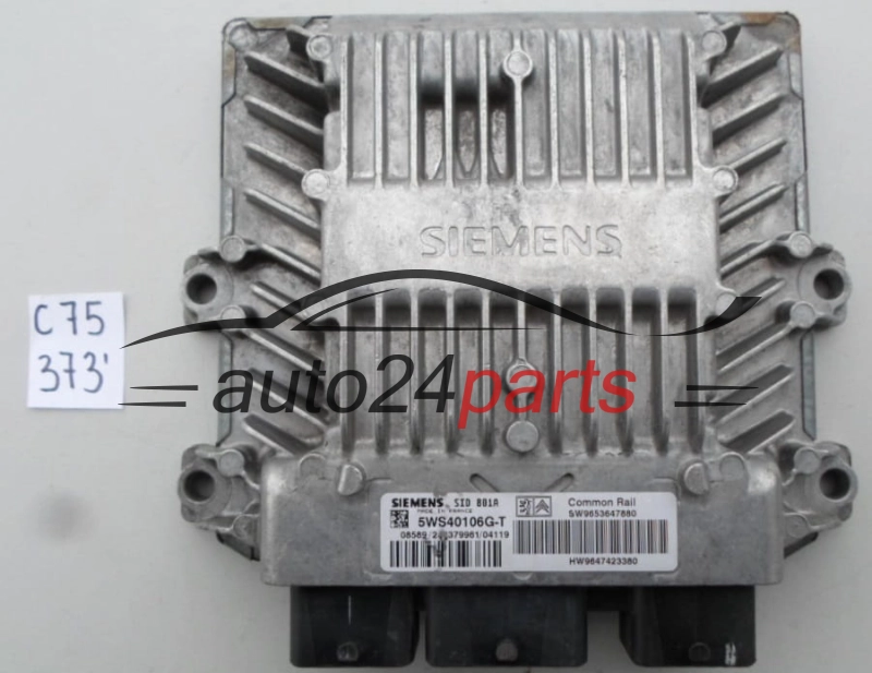 KOMPUTER STEROWNIK SILNIKA CITROEN PEUGEOT SIEMENS 5WS40106G-T, 5WS40106GT, SW 9653647880, HW 9647423380, SID801A