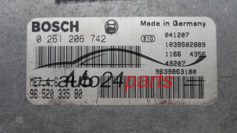 KOMPUTER STEROWNIK SILNIKA PEUGEOT 607 BOSCH 0 261 206 742,  96 520 335 80