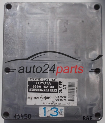 CALCULATEUR MOTEUR TOYOTA FUJITSU 211000-7220, 2110007220, 89661-52100, 8966152100, 2NZ-FE AT