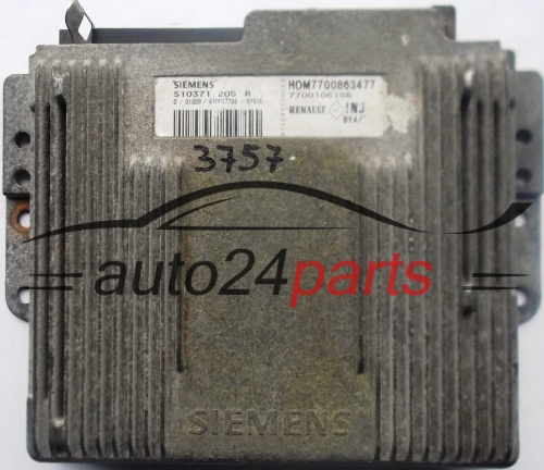 MOTORSTEUERGERÄT ECU STEUERGERAT RENAULT LAGUNA 2.0 SIEMENS S103717205R, S103717205 R, HOM7700863477, 7700106186