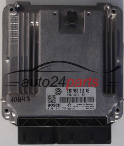 MOTORSTEUERGERÄT ECU STEUERGERAT SKODA SUPERB 1.9 TDI BOSCH 0281012552,  03G906016GS