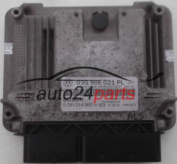 ECU CENTRALITA DE MOTOR AUDI VW SEAT 1.9 TDI BOSCH 0 281 014 060, 0281014060, 03G 906 021 PL, 03G906021PL, 03G 906 021 AN, 03G906021AN