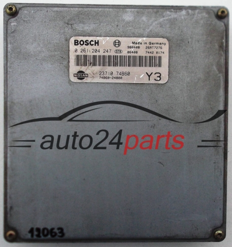KOMPUTER STEROWNIK SILNIKA NISSAN MICRA 1.3 BOSCH 0 261 204 247, 0261204247, 23710-74B60, 2371074B60, 74B60-24800, 74B6024800 Y3