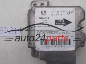 AIRBAG STEUERGERAT OPEL ASTRA G ZAFIRA A 09180799 UY, 09 180 799 UY, 9192130, 6237444, 62 37 444, SIEMENS 1923594 5WK42905 , 5WK4 2905