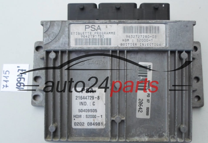 KOMPUTER STEROWNIK SILNIKA CITROEN XSARA PICASSO 1.8 Sagem 21644729-8,  PSA 9642191780