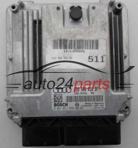 Calculateur Moteur AUDI A6 2.0 TDI BOSCH 0 281 011 850, 03G 906 016 BF