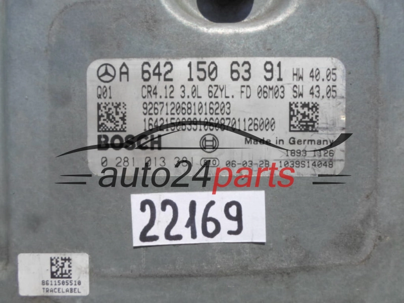CALCULATEUR MOTEUR MERCEDES W164 3.0 CDI BOSCH 0 281 013 381, 0281013381, A 642 150 63 91, A6421506391, CR4.12 
