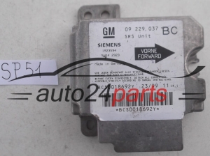 STEROWNIK MODUL PODUSZEK POWIETRZNYCH OPEL ASTRA G ZAFIRA A 09229037 BC, 09 229 037 BC, 9192916, 6237062, 62 37 062, SIEMENS 1923594 5WK42923