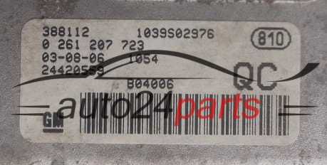 CALCULATEUR MOTEUR OPEL AGILA A 1.0 Z10XEP BOSCH 0 261 207 723, GM 24420559 QC