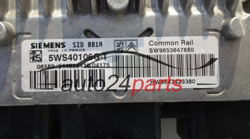 KOMPUTER STEROWNIK SILNIKA CITROEN PEUGEOT 5WS40106G-T, 5WS40106GT, SW9653647880 HW9647423380, SID801A 