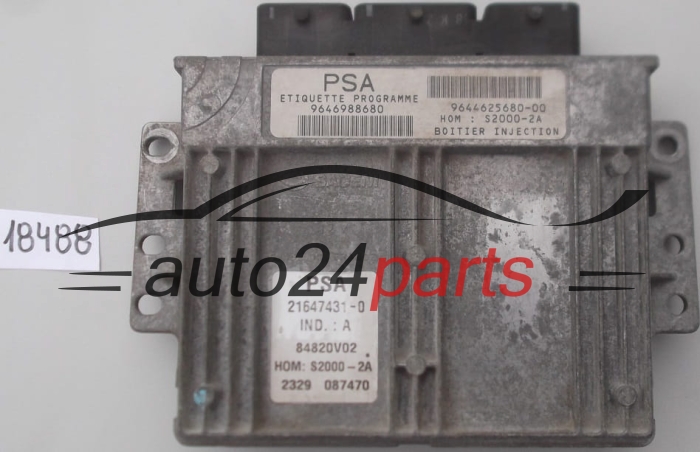 KOMPUTER STEROWNIK SILNIKA PEUGEOT 206 1.4 8V 9646988680, 9644625680-00, HOMS2000-2A, 21647431-0, 216474310, 84820V02, 2189 483757