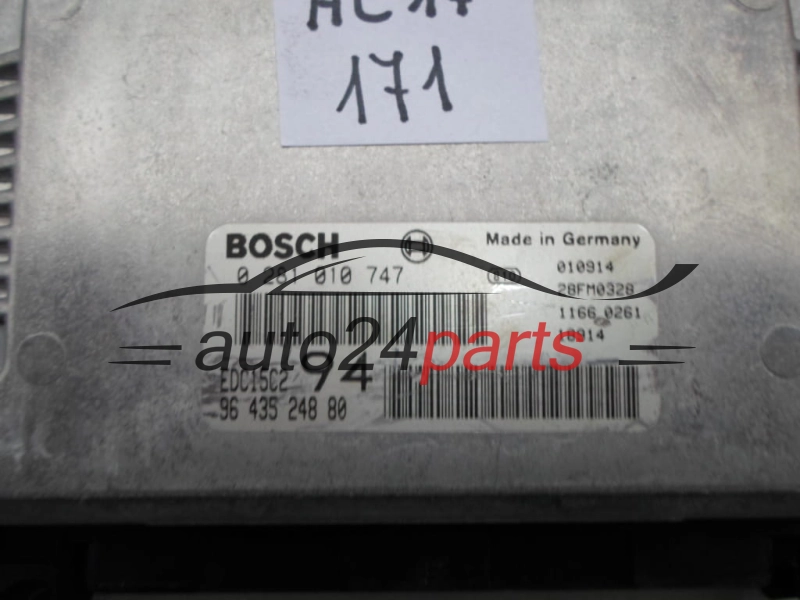 KOMPUTER STEROWNIK SILNIKA PEUGEOT 307 2.0 HDI BOSCH 0 281 010 747, 0281010747, 96 435 248 80, 9643524880 EDC15C2 94 