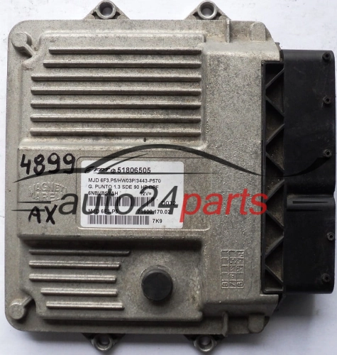 KOMPUTER STEROWNIK SILNIKA FIAT GRANDE PUNTO 1.3 MJET SDE 51806505, MJD6F3P5, MJD 6F3.P5/HW03P/3443-P570 7160017002, 71600.170.02