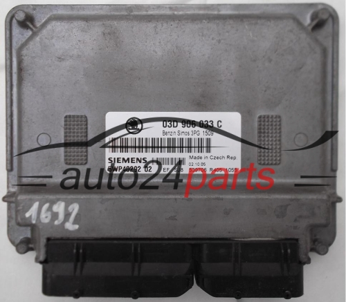 KOMPUTER STEROWNIK SILNIKA SKODA FABIA 1.2 03D906033C, 03D 906 033 C, SIEMENS 5WP40292 02, BENZIN SIMOS 3PG 1509 - 1692, 13108
