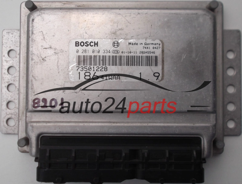KOMPUTER STEROWNIK SILNIKA FIAT MULTIPLA 1.9 JTD, BOSCH 0 281 010 334, 0281010334, 18641WAA, 73501228