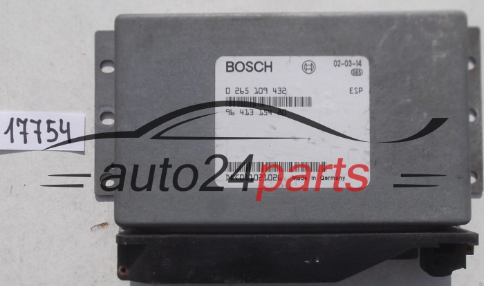 KOMPUTER STEROWNIK SILNIKA ESP PEUGEOT BOSCH 0 265 109 432, 0265109432, 96 413 154 80, 9641315480