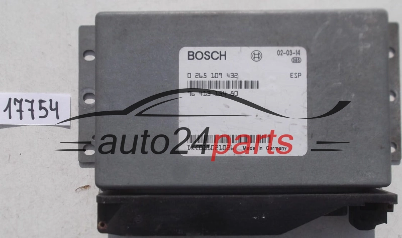 KOMPUTER STEROWNIK SILNIKA ESP PEUGEOT BOSCH 0 265 109 432, 0265109432, 96 413 154 80, 9641315480