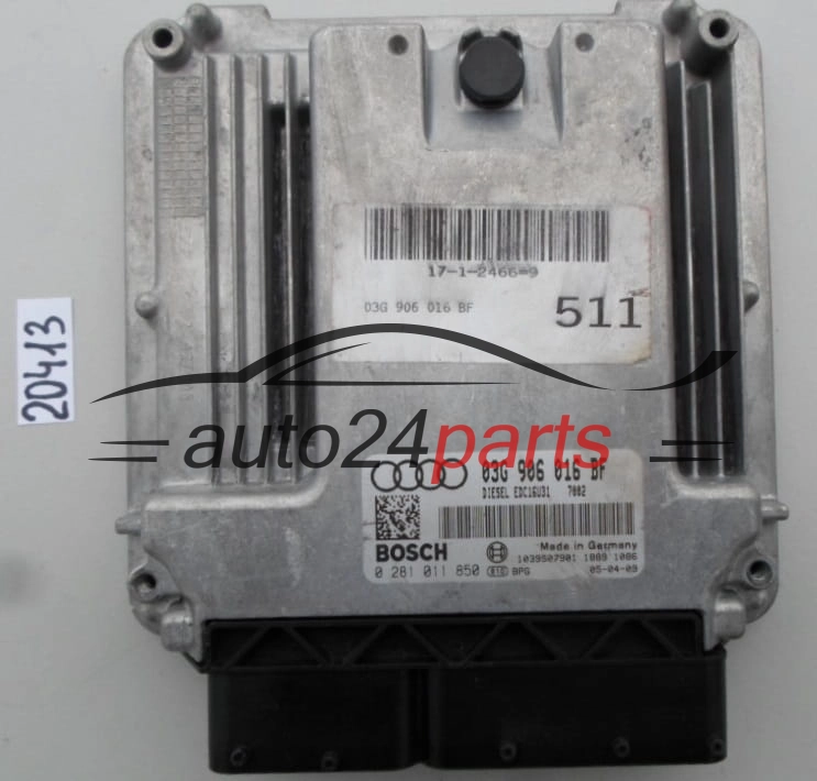 KOMPUTER STEROWNIK SILNIKA AUDI A6 2.0 TDI BOSCH 0 281 011 850, 0281011850, 03G 906 016 BF, 03G906016BF 